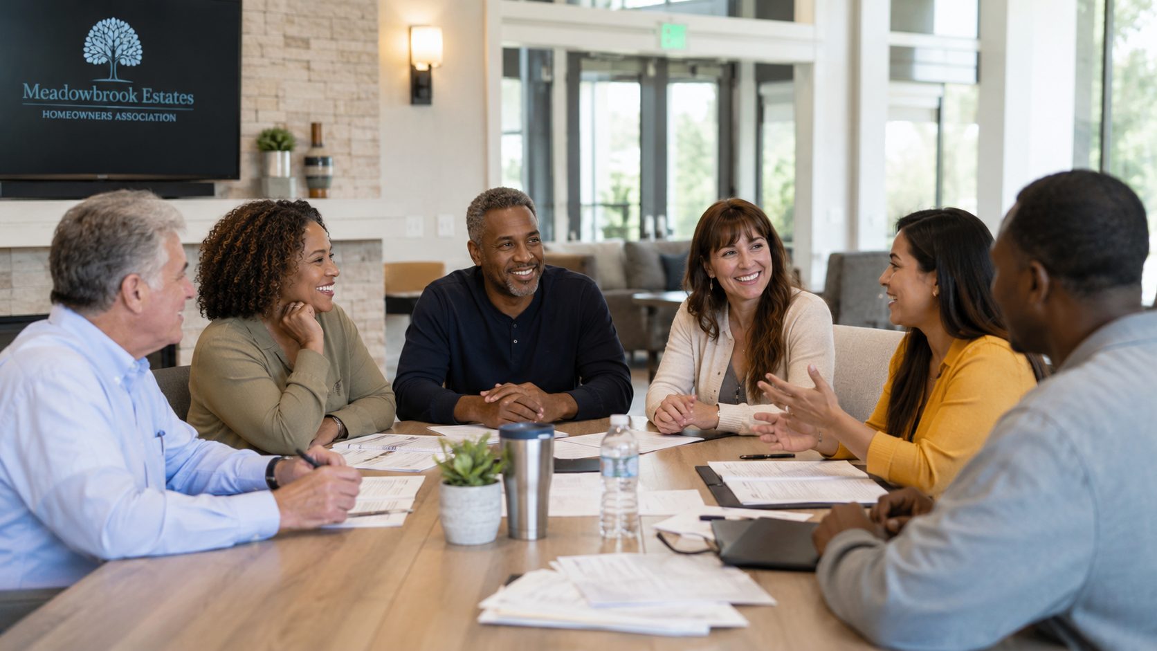 HOA board meeting in the clubhouse